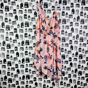 A New Day / pink floral, one shoulder, dress with under slip